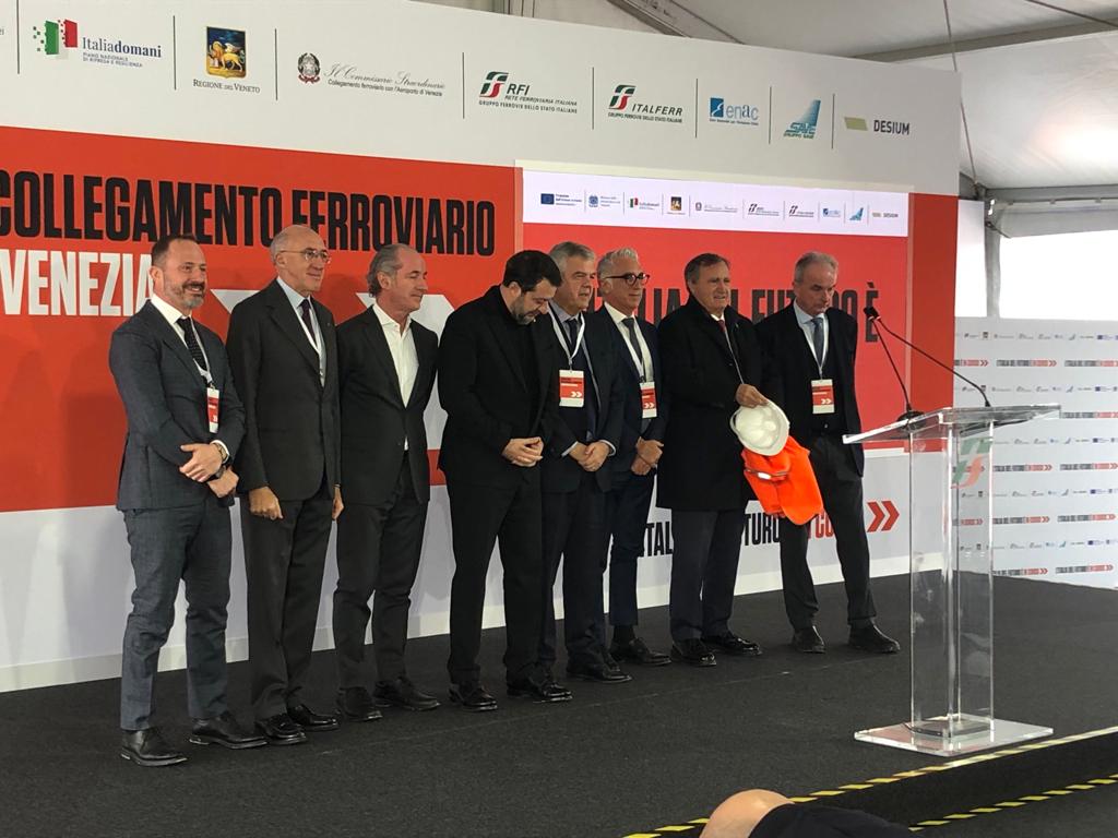 Inauguration of the jobsite for the railway connection of the Venice Marco Polo Airport to the Italian Railway Network (RFI), Mestre-Trieste line | Trevi Spa 1